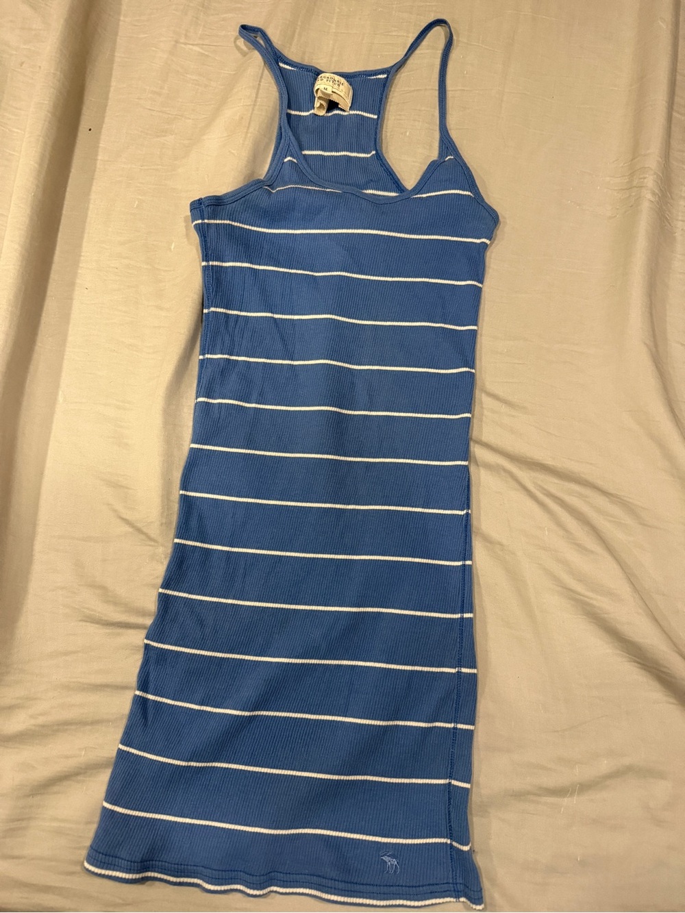 Y2K Abercrombie Blue & White Striped Racerback Midi Dress